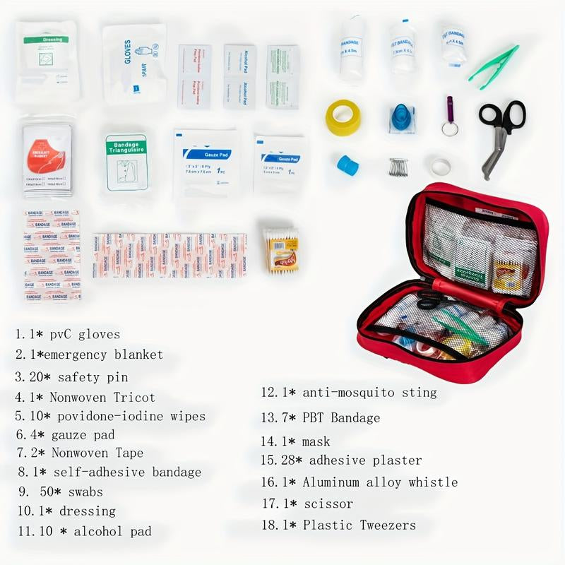 【Local Seller Promise Won'T Raise Price】110 Pcs/184 Pcs First Aid Kit Multi-Purpose Portable Emergency Home Supplies Bag for Outdoor Hiking, Camping, and More