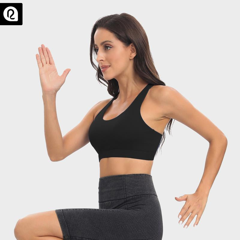 RUNNING GIRL Sports Bra for Women Criss-Cross Back Padded Strappy Sports Bras High Support Gym Bra with Removable Cups Underwear Bra