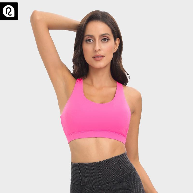 RUNNING GIRL Sports Bra for Women Criss-Cross Back Padded Strappy Sports Bras High Support Gym Bra with Removable Cups Underwear Bra