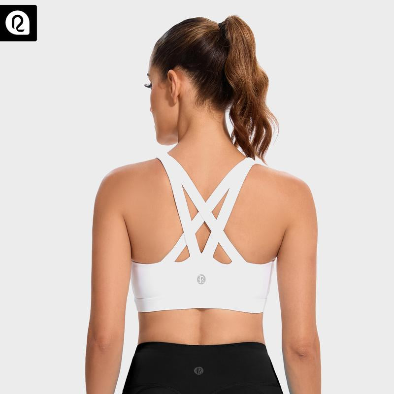RUNNING GIRL Sports Bra for Women Criss-Cross Back Padded Strappy Sports Bras High Support Gym Bra with Removable Cups Underwear Bra