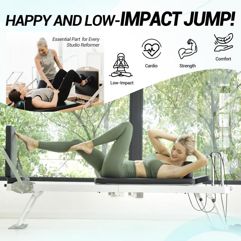 Foldable Pilates Reformer Machine for Home Gym | 400LB Capacity & Adjustable Resistance (Springs + Cords) | Professional Equipment with Jump Board