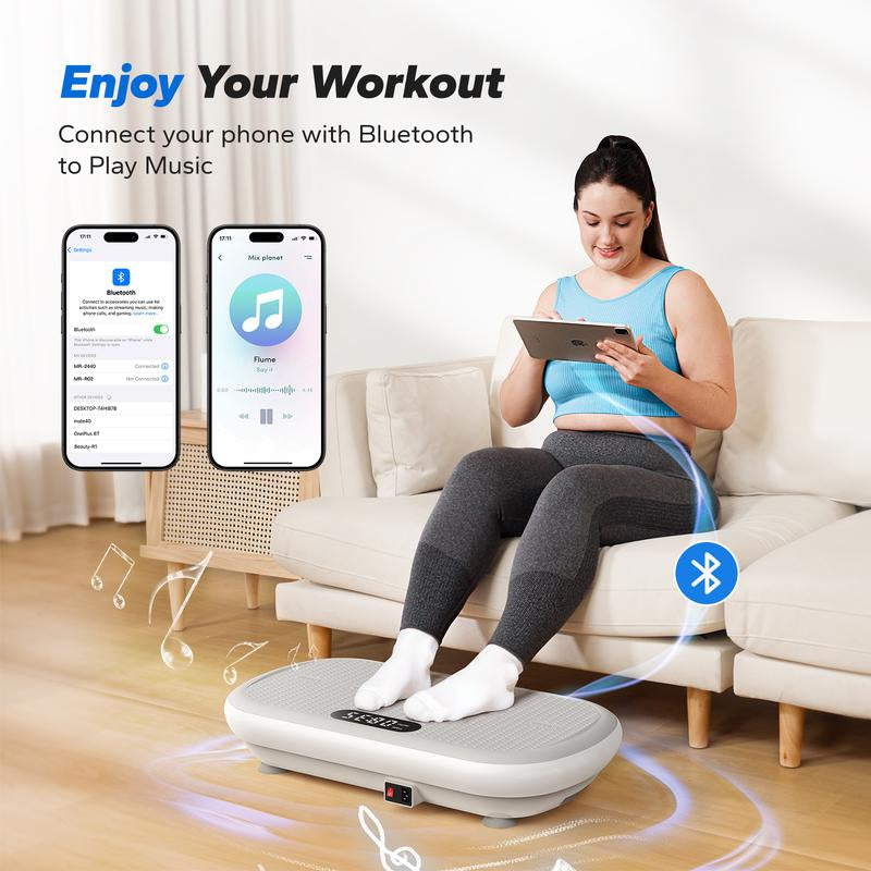 MERACH High-Power Vibration Plate Exercise Machine,440Lbs Weight Capacity, Bluetooth Remote Control, 4 Workout Modes for Efficient Fat Burning, Outdoorfun
