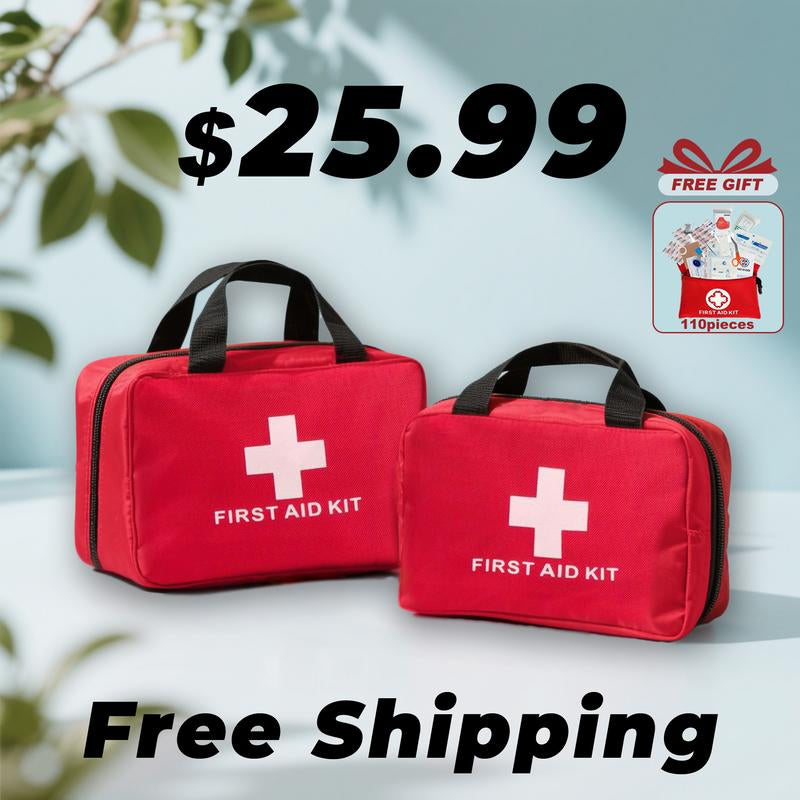 【Local Seller Promise Won'T Raise Price】110 Pcs/184 Pcs First Aid Kit Multi-Purpose Portable Emergency Home Supplies Bag for Outdoor Hiking, Camping, and More