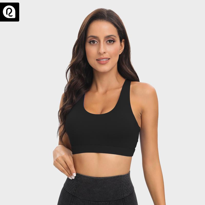 RUNNING GIRL Sports Bra for Women Criss-Cross Back Padded Strappy Sports Bras High Support Gym Bra with Removable Cups Underwear Bra