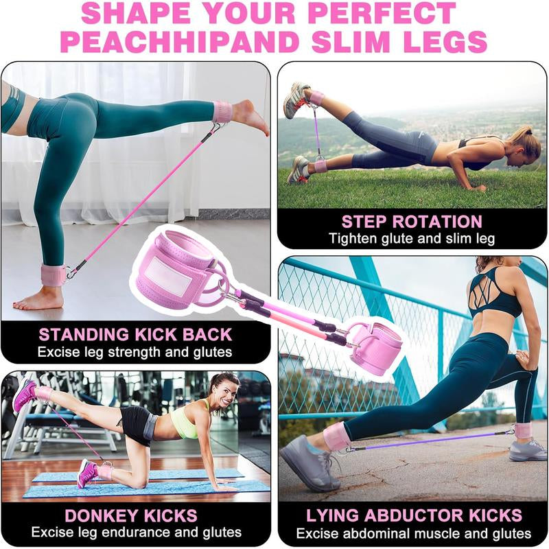 Ankle Resistance Bands, Ankle Bands for Working Out with Cuffs, Resistance Bands for Leg Butt Training Workout Equipment for Kickbacks Hip Gluteus Training Exercises, Ankle Straps with Exercise Bands Resistant Bands Fitness Ankle Resistance
