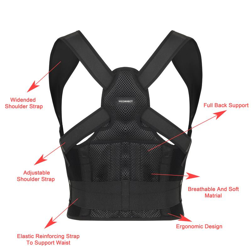 VICORRECT Adjustable Posture Corrector [Pro Series], Waist Shapewear with Adjustable Shoulder Strap and Back Support Plate