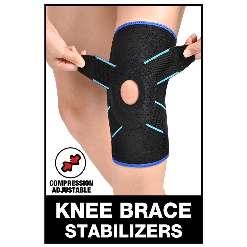 Enhanced Knee Support Capable of 60 Pounds Adjustable Knee Brace for Running, Gym & Daily Training，2 Built-In Metal Stabilizers Inside