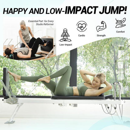 Foldable Pilates Reformer Machine for Home Gym | 400LB Capacity & Adjustable Resistance (Springs + Cords) | Professional Equipment with Jump Board