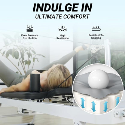 Foldable Pilates Reformer Machine for Home Gym | 400LB Capacity & Adjustable Resistance (Springs + Cords) | Professional Equipment with Jump Board