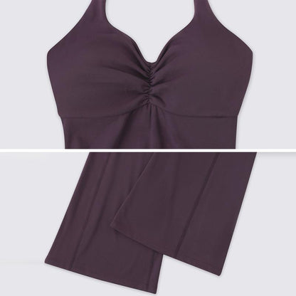 Timeoff Ladies' Soft Halter Neck One-Piece Flared Pants with a Folded and Stacked Design on the Chest, Suitable for Yoga, Gym Training, Outdoor Sports, and Hip Lifting. Fashionable and Casual, Sexy Halter Neck Jumpsuit for Women.