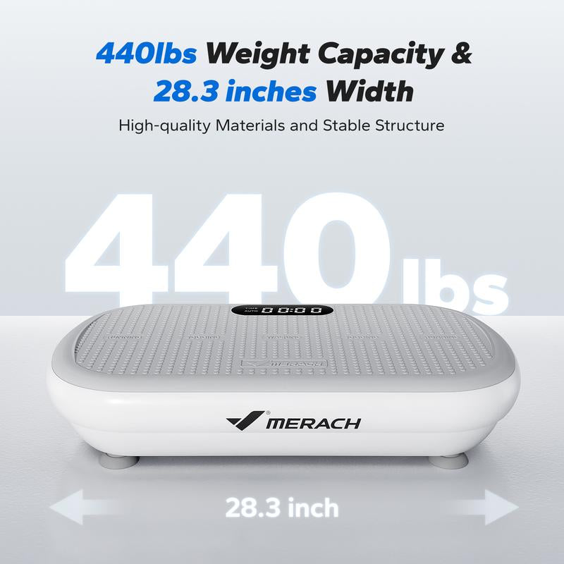 MERACH High-Power Vibration Plate Exercise Machine,440Lbs Weight Capacity, Bluetooth Remote Control, 4 Workout Modes for Efficient Fat Burning, Outdoorfun