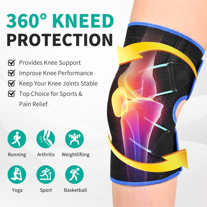 Enhanced Knee Support Capable of 60 Pounds Adjustable Knee Brace for Running, Gym & Daily Training，2 Built-In Metal Stabilizers Inside